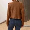 Chaqueta de mujer, informal, ajustada, con solapa y doble botonadura, para motociclista, abrigo superior