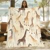 Cute Adorable Soft Warm Lightweight Giraffe Print Flannel Throw Blanket Season for Sofa Travel Camping Office Bedding Blankets