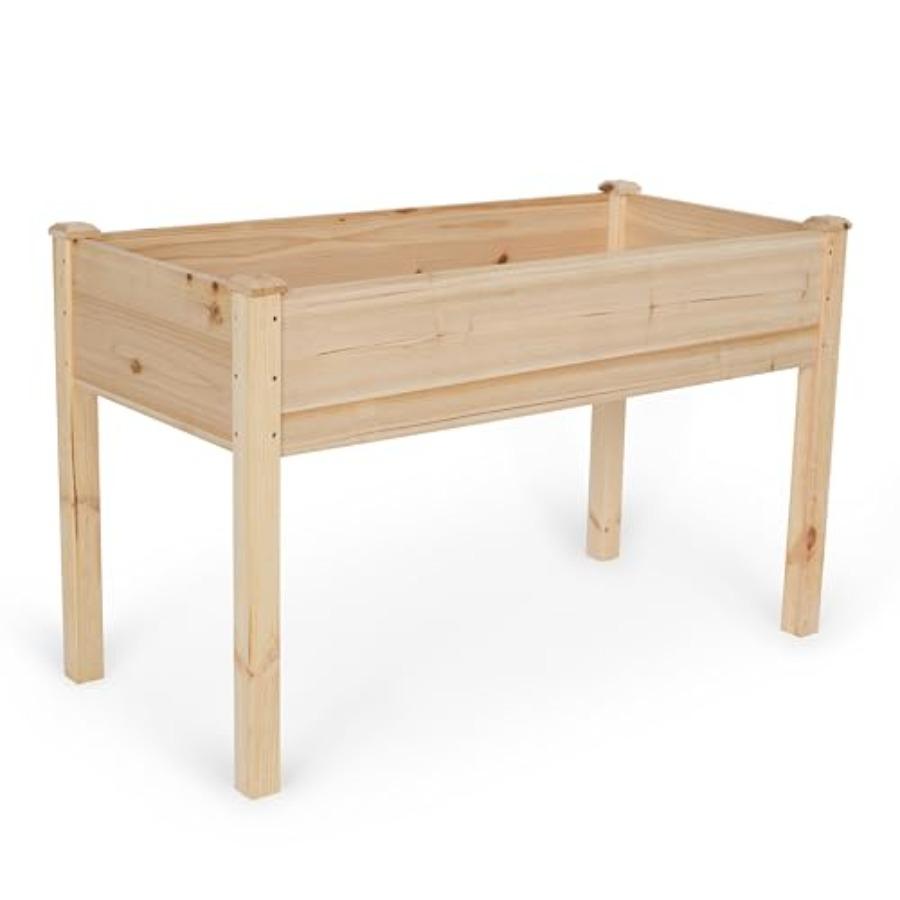 48 X 24 X 30 Wooden Raised Garden Bed for Outdoor Vegetable Flower and Herb Gardening with Included Liner Natural Wood Finish
