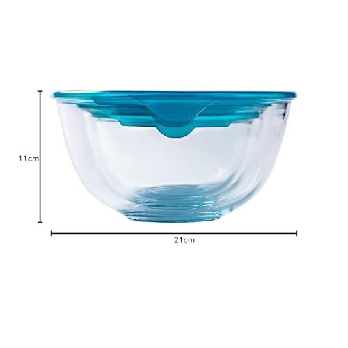 Synergy Trading PYREX Heat-Resistant Glass Bowl with Lid, Microwave-Safe, Clear, 2.0L (PRX0007)