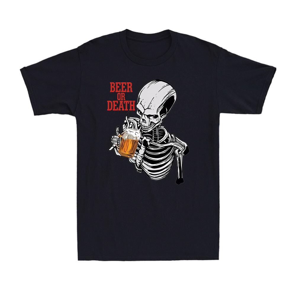 Beer or Death Shirt Funny Skull Skeleton Alcohol Beer Drinking Men s T-Shirt S разноцветный