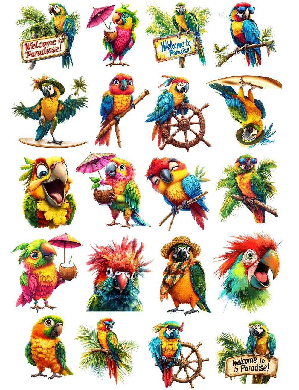 

Cute Watercolor humorous macaw Stationery Stickers for DIY, Waterproof and Artistic Decals with Fresh , Journals and Notebooks білий