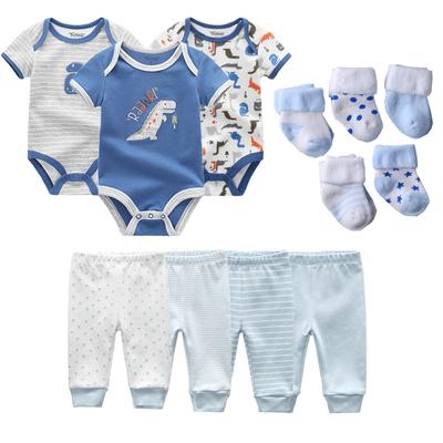 Newborn Outfit Set 3Pieces Cartoon Baby Bodysuit+4Pieces Cotton Pant+5Pair Socks Toddler Boy Girl Clothing