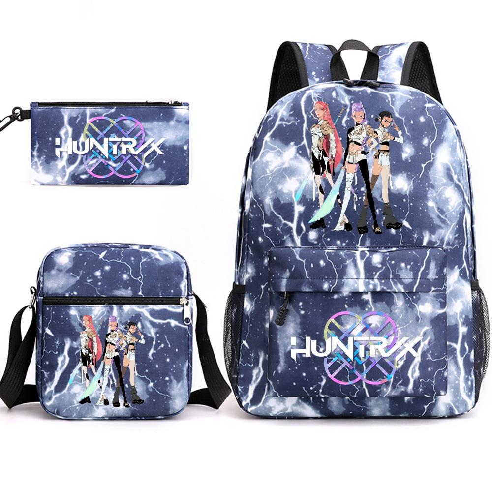 3Pcs/set Anime Printed Backpack with Shoulder Bag Pencil Case for Teenager Student Boy Girl SchoolBag Large Capacity Waterproof Bookbag Kid Gift