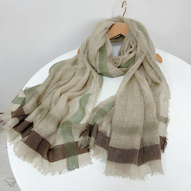 

New Large Unisex Wool Scarf Vintage Style Striped Scarves Tassel Scarves 100x210cm 100X210CM