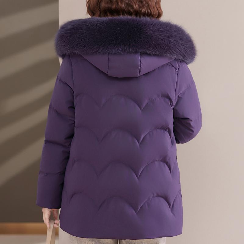 Real Fur Collar Middle Age Women's Winter Down Jackets Hooded Plus Size Thick Down Coats Woman Outerwears