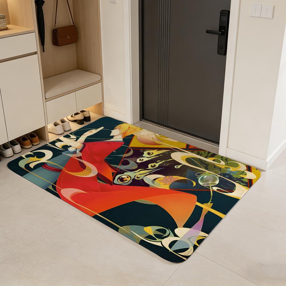Anime T-The Morose Mononokean Floor Mat Flannel Door Mat Non-Slip Absorbent Washable Indoor Home Rug