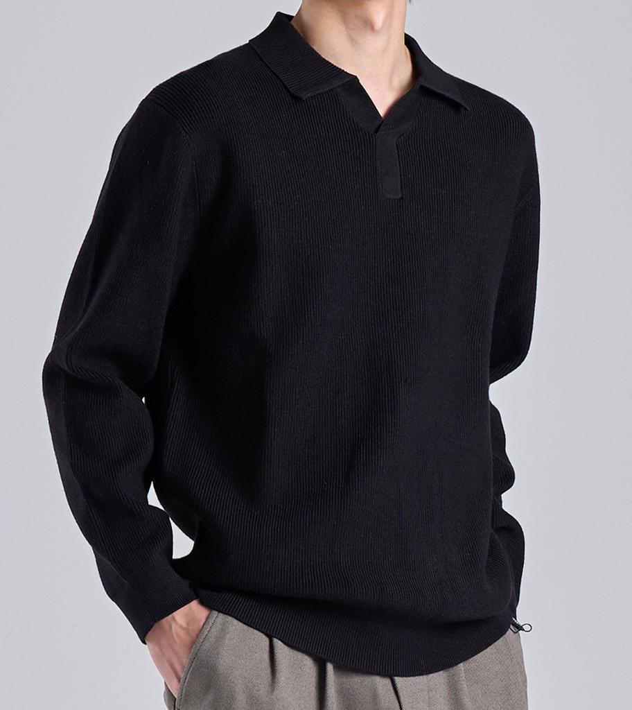 Beoteunseoul Wool Blend Open Collar Knit (Black)