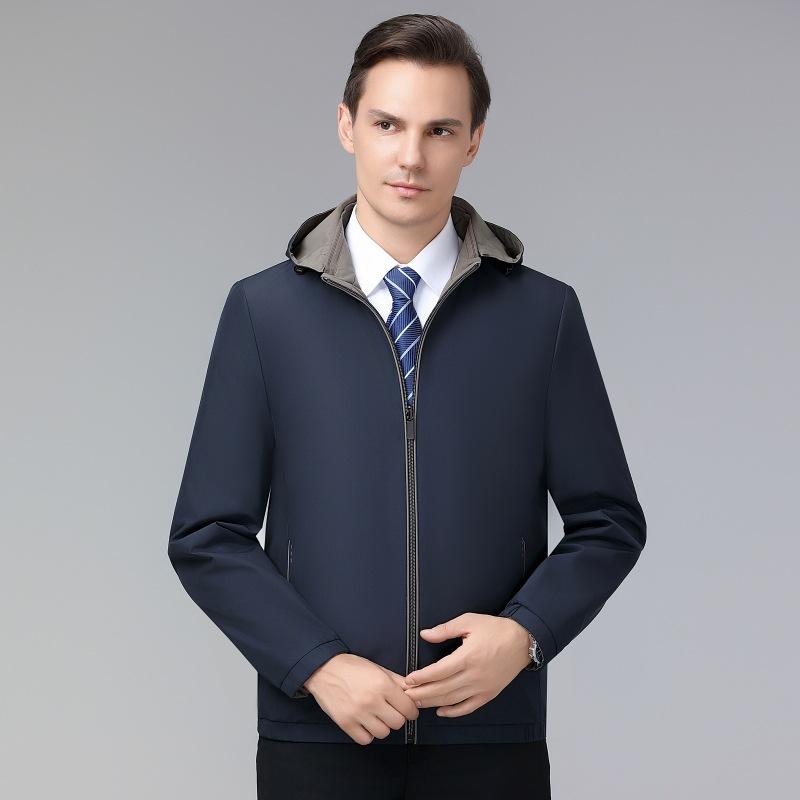 Двусторонняя куртка мужская весенне-осенняя деловая повседневная с капюшоном двусторонний верх новая мужская одежда 170