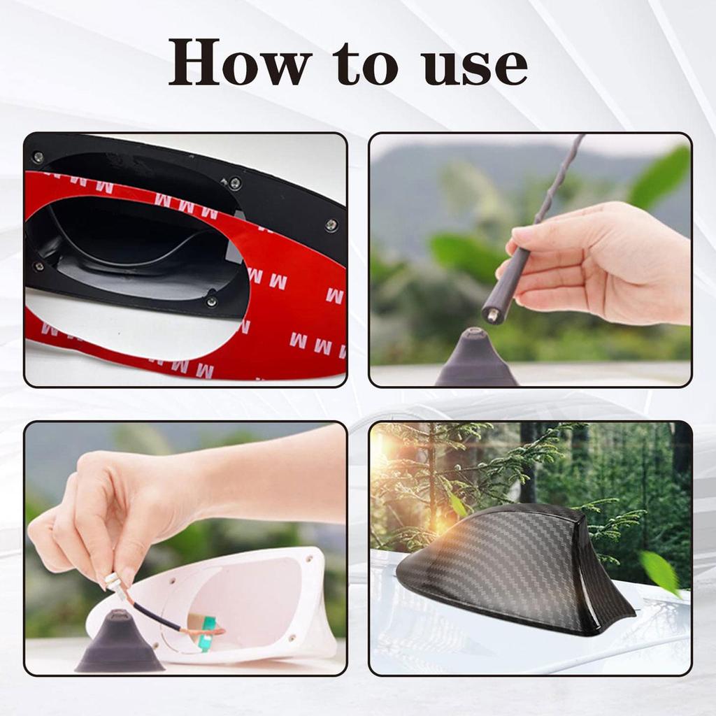 Car Radio Shark Fin Car Shark Antenna Cover Sticker Carbon Antenna Am Base Aerial Signal Fm Style Roof Amplifier Fiber F6t5