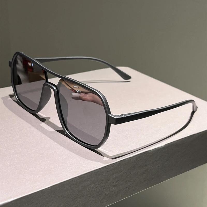 Irregular Rim Sunglasses Men New Vintage Double Bridge Shades Women Trendy Brand Design Mirror Eyeglasses Uv400