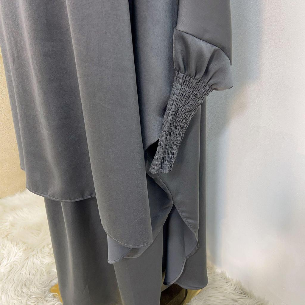 Loriya 2023 Solid Color Streetwear Swing Robe Dress Set - LR618