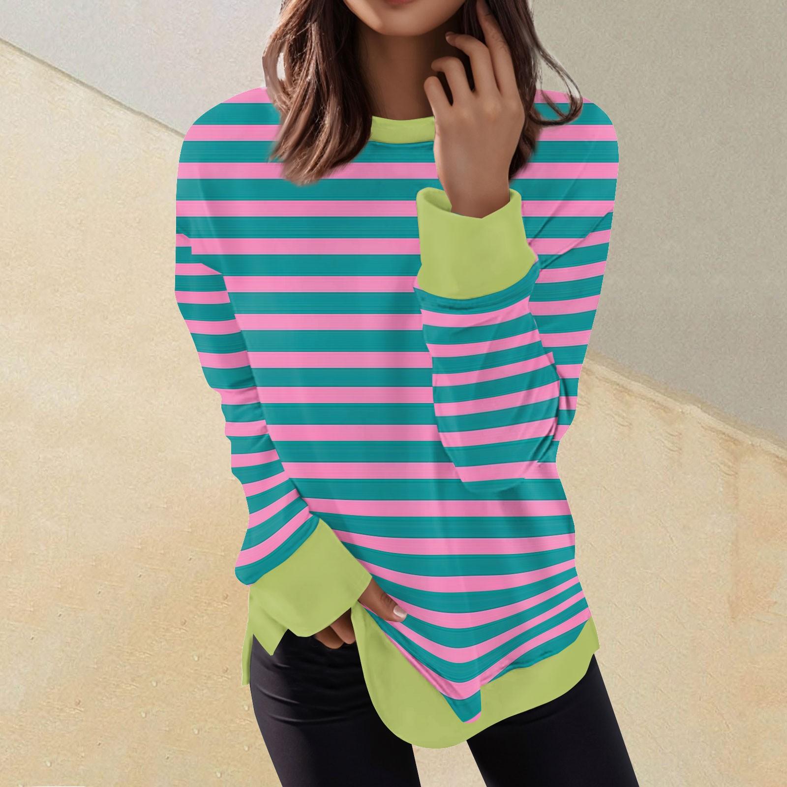 Женский повседневный модный пуловер с длинным рукавом и круглым вырезом с принтом M — фото 13