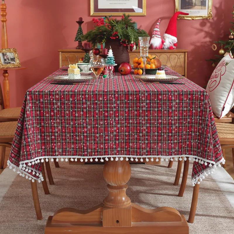 Green Plaid Tablecloth Christmas Checkered Washable Rectangular Table Covers for Farmhouse Christmas Party Dinner Holiday Decors