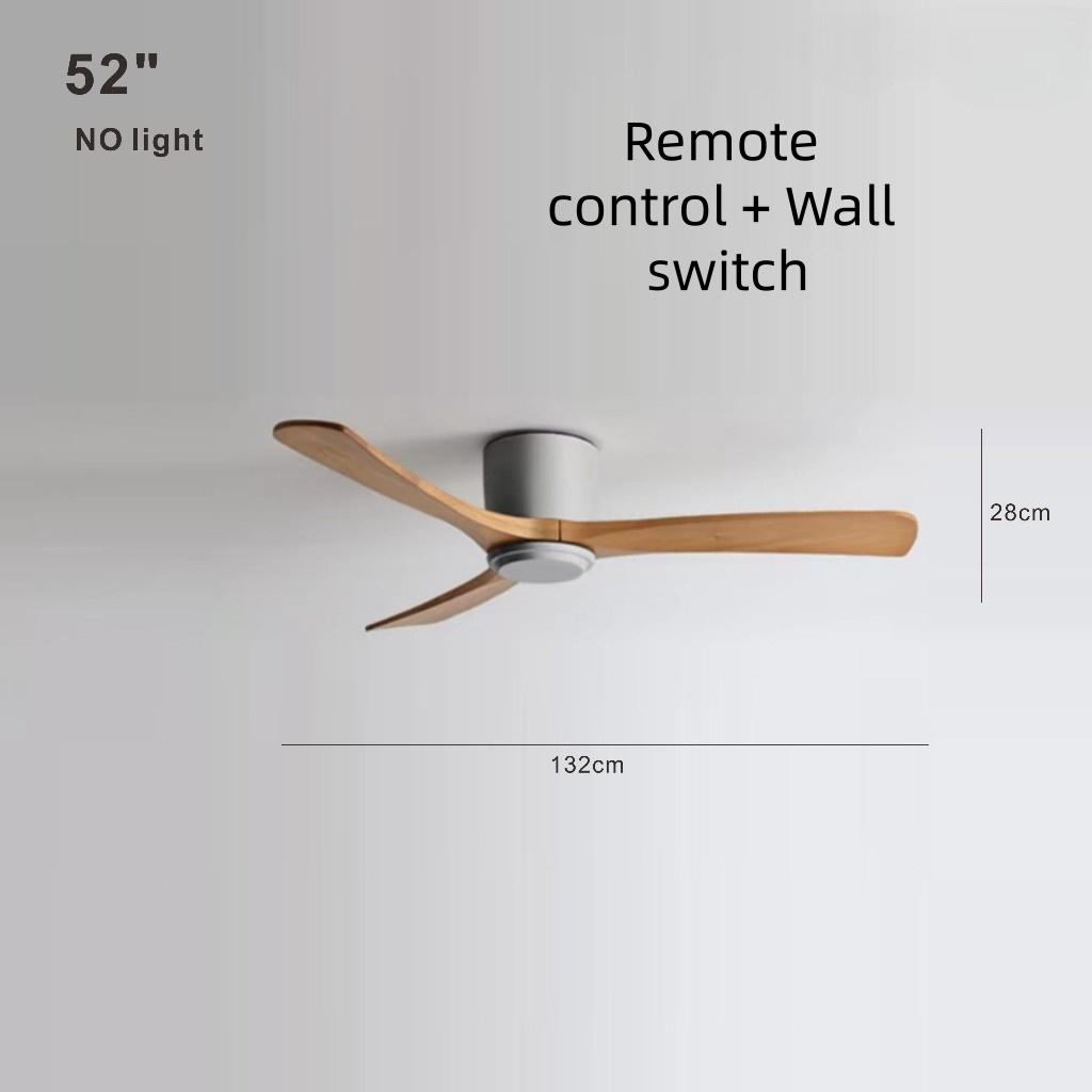 Living Room Bedroom Solid Wood Ceiling Fan Creative Villa Hotel Decoration Fan Nordic Minimalist Variable Frequency Fan