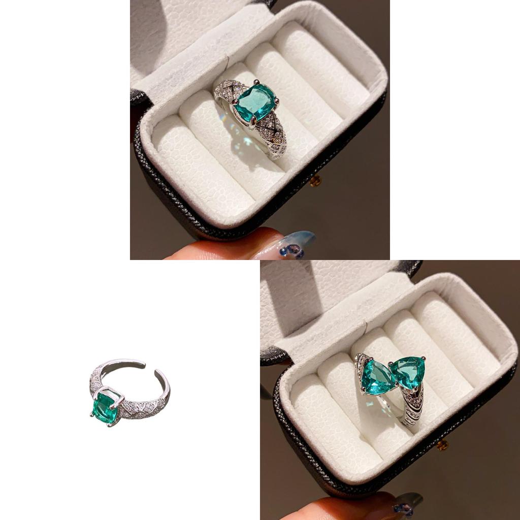 New Chinese Style Zircon Snake Pattern Triangle Open Ring For Women