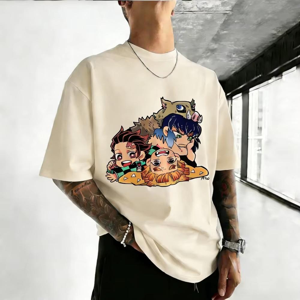 Mens and Womens Cotton TShirt  Demon Slayer 2026 Summer Anime Print Loose Family ShortSleeved Shirt