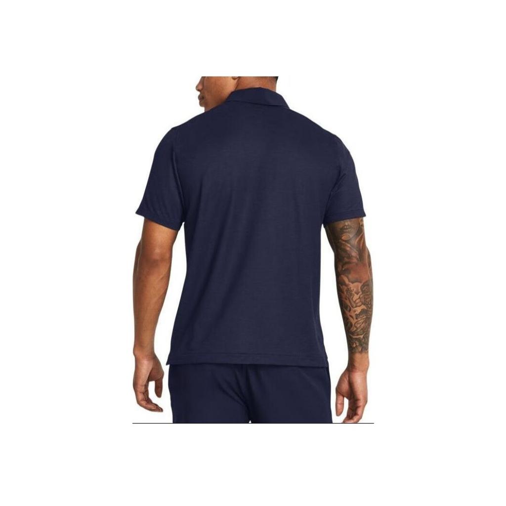 Under Armour Tour Tips Solid Color Sports Casual Short Sleeve Polo Shirt Men Polo Shirts Blue 1385128-410
