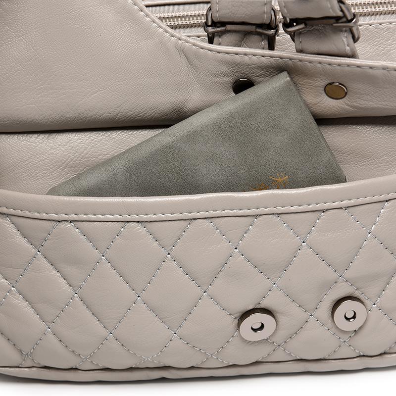 Soft Leather Multi-Layer Shoulder Bag Women's Multi-Pocket Crossbody Bag Mother's Bag