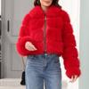 Women's Fashionable Warm Long Sleeve  Solid Color Furry Collar Coat
