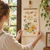 Artistic Hanging Calendar 2027 Wall with Wind And Flower Illustrations, Hand-Painted Retro Linen Personalized Office Planner Texture Paper,
