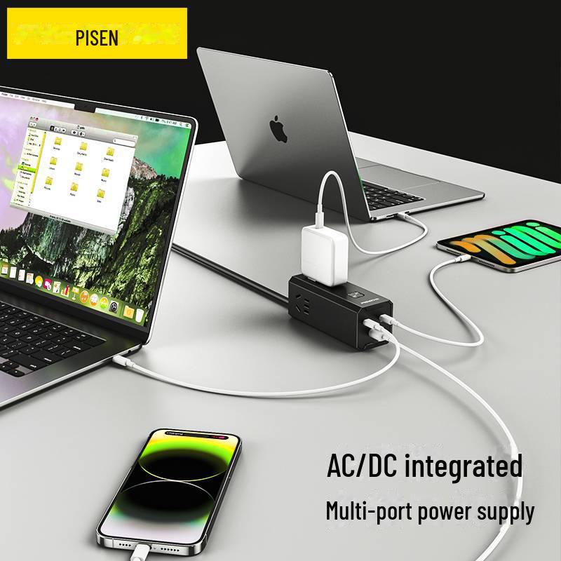 PISEN 67W GaN תחנת טעינה מהירה חכמה מרובת יציאות שקע USB לטאבלטים ומחשבים