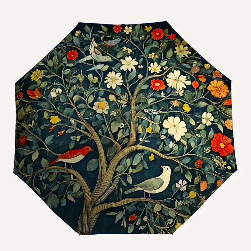 

1PC Floral Tree Birds Automatic Opening And Closing, Sturdy Iron Frame, Portable Folding Design, Suitable For Men And Women In All Seasons65