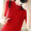 Women's Spring and Summer  Short-sleeved Women O-neck Slim Pullover Vest T-shirt Knitted Base Sweater