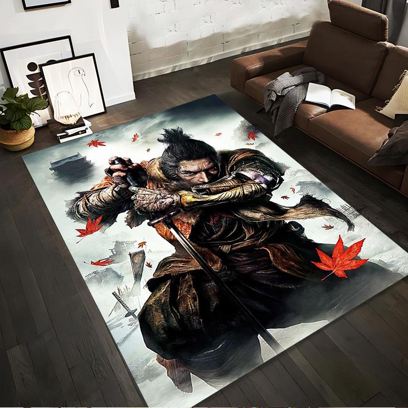 

Samurai Warrior Carpet with Autumn Leaves and Epic Fantasy Style Suitable for use as an anti-slip for living room bedroom sofas 40x60cm( 15x23in )