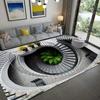 3D rotierende Treppenillusion Teppich für Wohnzimmer Bereichsteppich Schlafzimmer Heimdekoration Nachttisch Rutschfeste Fußmatte Waschbar