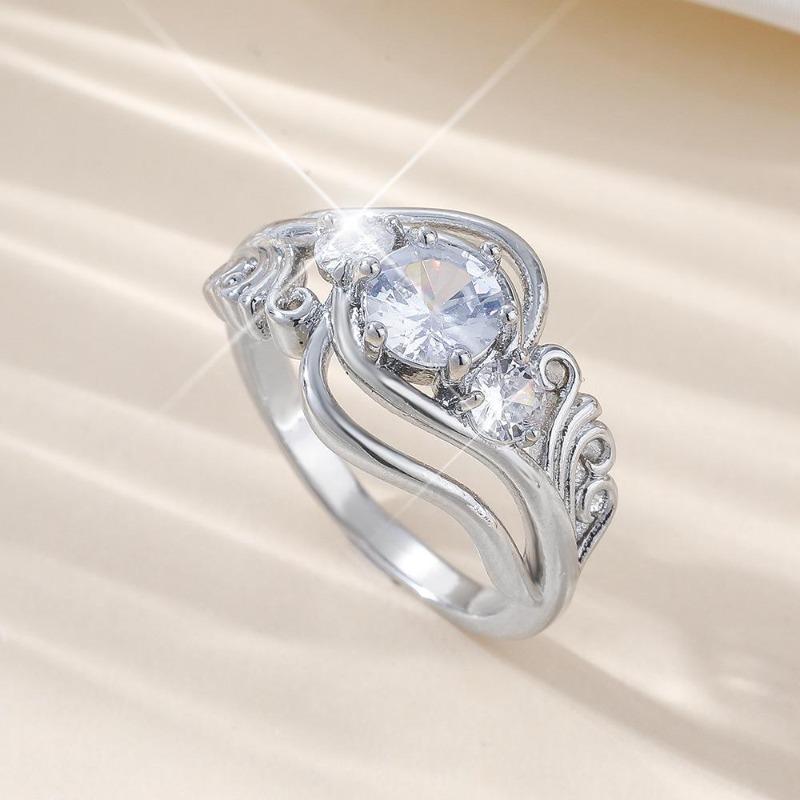 

Viya Style, Fashionable Hollow Engraved Copper Material With Colored Zircon Retro Ring For Women no. 10
