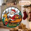 Acrylic Santa Claus Pendants Stained Glass Style Christmas Hanging Pendant, Plants Ornaments with Lanyard Double Sided Printed Xmas for Tree