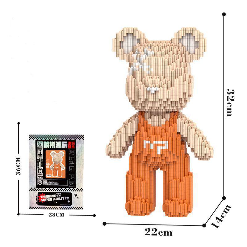 32Cm Kawaii Bear,Assembly Toys,Creative Small Particles Construction Blocks,Ornaments, Household Decor,Toys For Gifts,More Than 4000Pcs