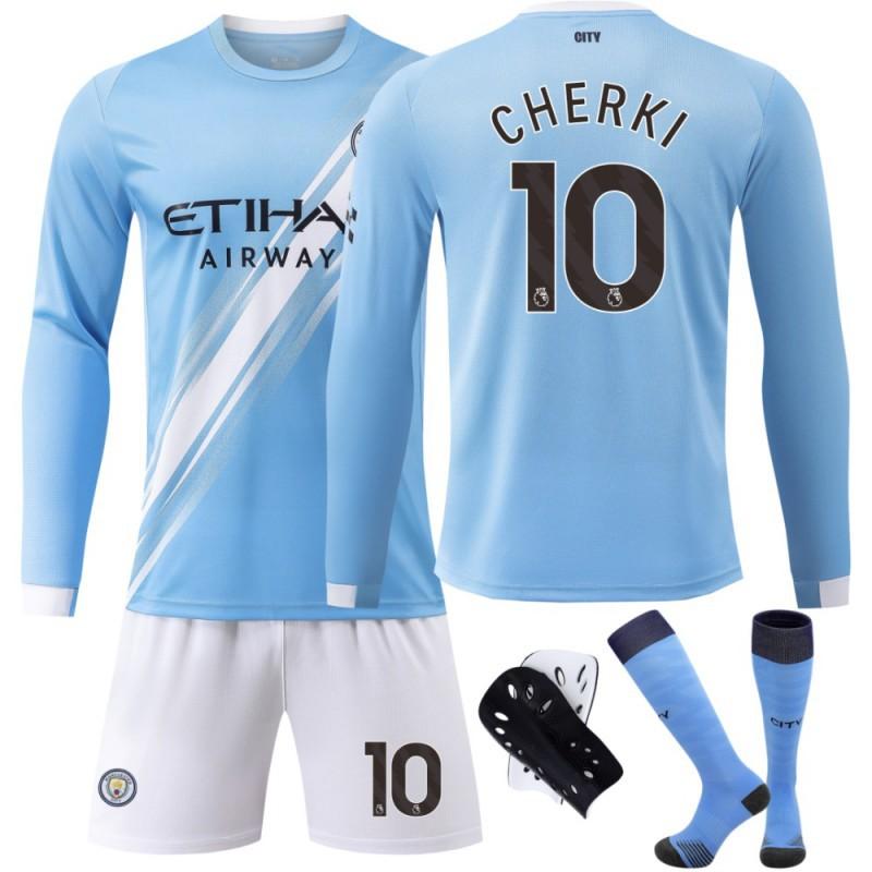 2324 Manchester City's Home Long-sleeved No. 9 Harland 17 De Braunet 10 Gralish Football Uniform Correct Jersey