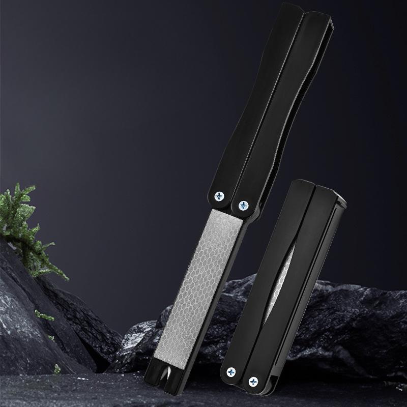 1PC Outdoor Folding Knife Sharpener Portable Knife Sharpener Double Sided Coarse Sharpener Emery Grinding Fish Hook Sharpener