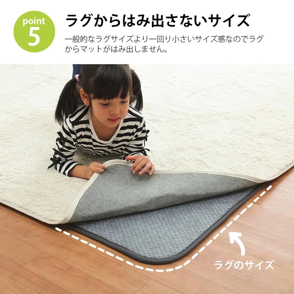 IKEHIKO Rug Mat Underlay Carpet Thick Rectangular 1.5 Tatami Mat Nice Gray Approx. 125 X 180cm Thickness 15mm Soundproof Durable Cushion Non-slip Stay