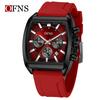 Herren Square Chronograph Armbanduhren Silikon-/Netzarmband, Luxuriöse Stilvolle Analoge Uhr für Arbeit & Streetwear