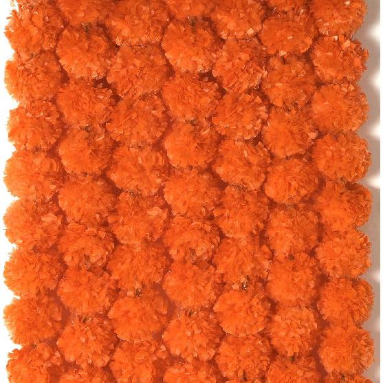 5Pcs Marigold Garland for Decoration,5 Feet Artificial Marigold Flowers Diwali Decorations for Home,Orange Artificial Marigold Heads for Diwali