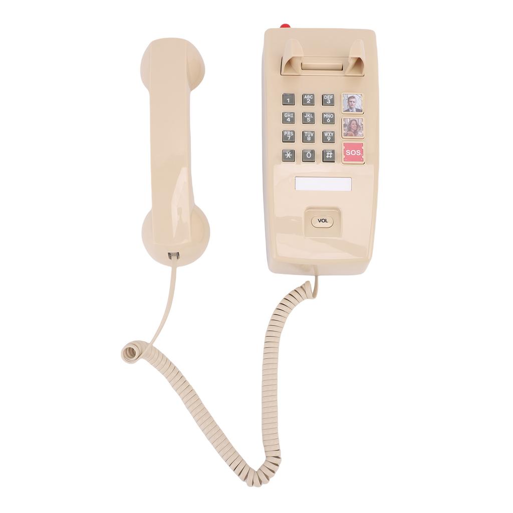 Retro Wall Phone Easy To Use 3 Levels Volume Wall Mounted Landline Telephone for Home Desk