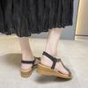 New Indoor and Outdoor Women's Korean Flat Sandals - Rhinestone Decoration Student Casual Beach Medium Heel Shoes