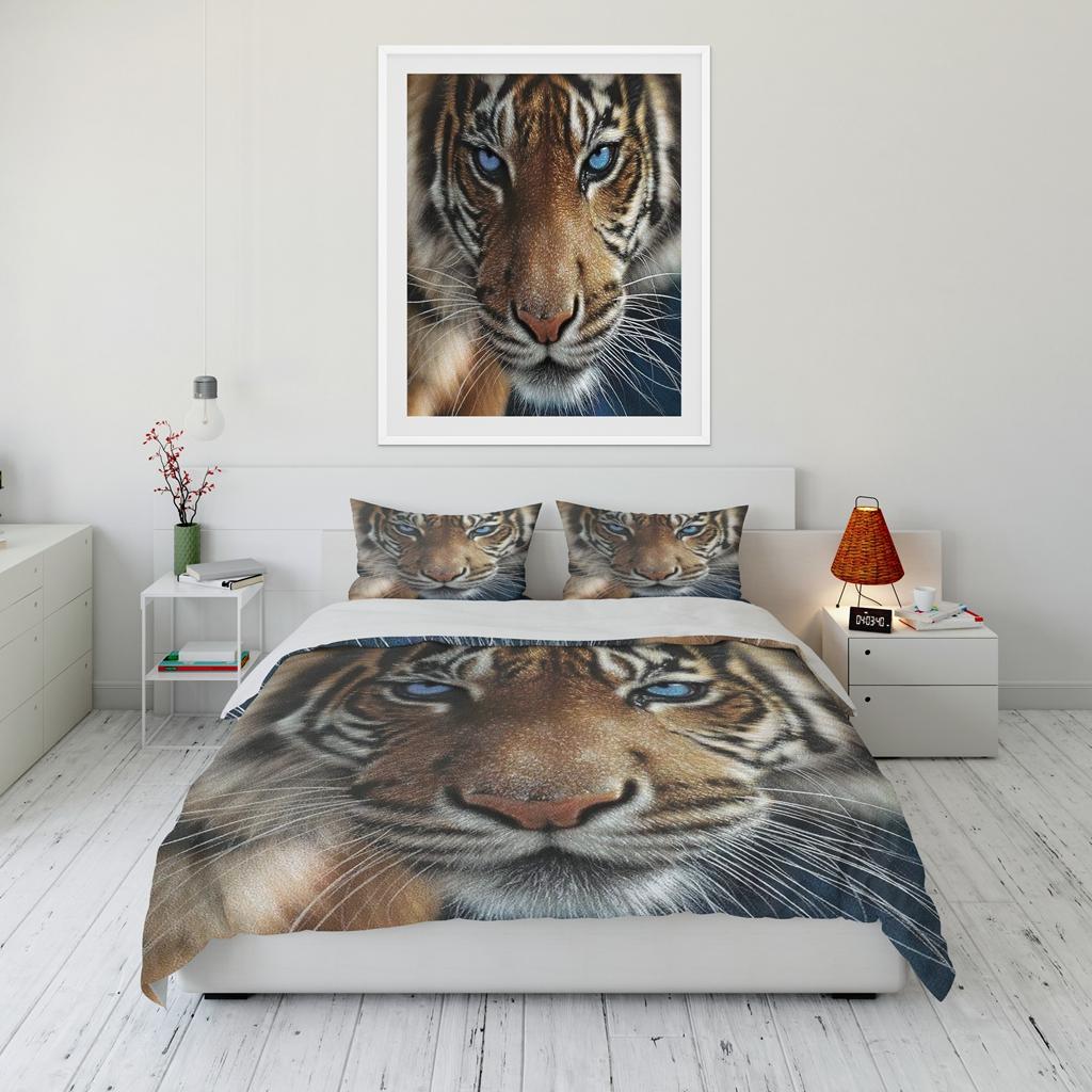 

Cute Bear Kawaii Tiger Pattern Bedding Set King Twin Double Child Microfiber Polyester Duvet Cover Set EU single(135x200cm)