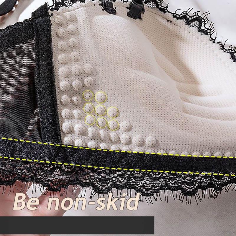 Verstellbarer, geraffter BH für Damen ohne Stahlring, geschlossene Brust, Anti-Durchhang, sexy Spitzen-BH, atmungsaktives und dünnes Bralette