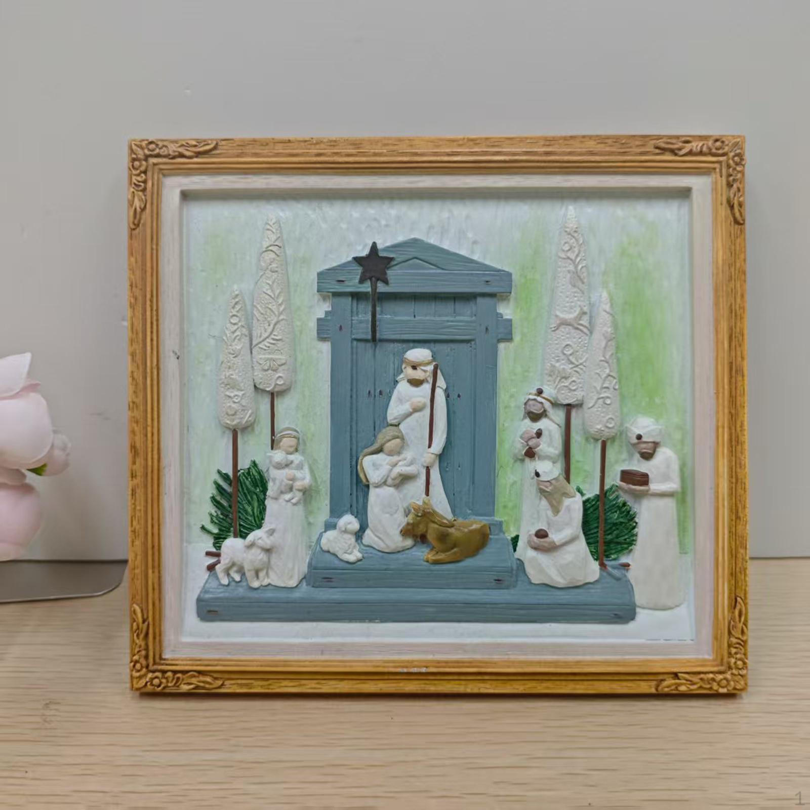 

Christmas Nativity Scene Hanging Ornament Decorations Accessory Gift Holy Family for Indoor