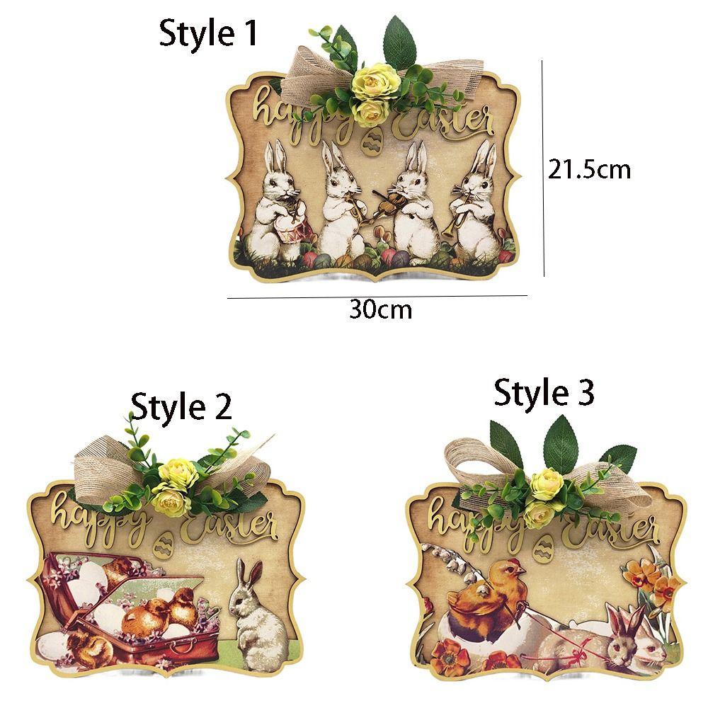 Wooden Easter Decoration Hanging Creative Wall Hanging Pendant Door Hanging  Background Layout