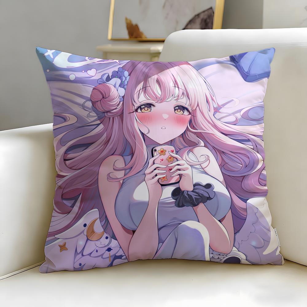 Popular Anime Character Misono Mika Cushion Cover Soft  EasyWash Pillow Case  Versatile for Couch Bed Travel and Office