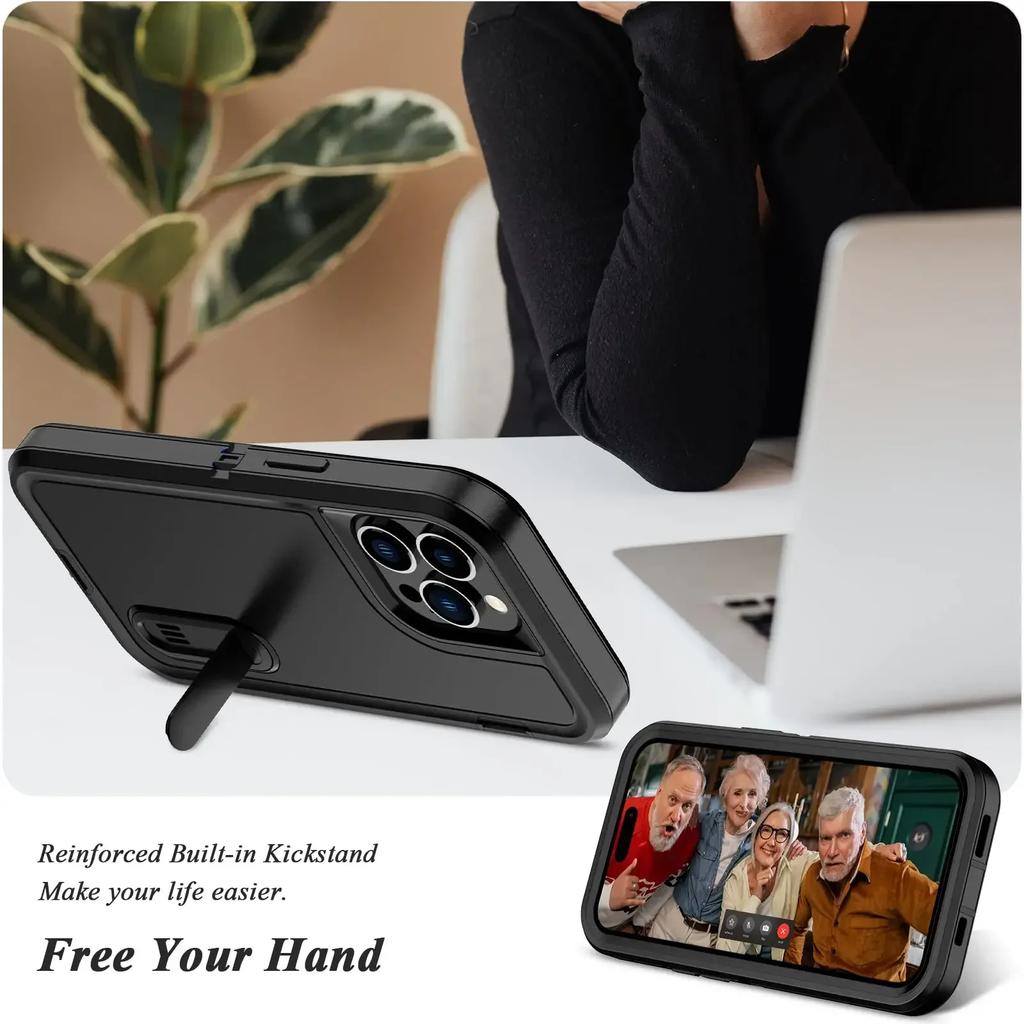 Case For iPhone 17 16 14 15 Plus 11 13 12 Pro Max 17Air 16e Heavy Duty Shockproof Anti-Scratch Protective with Kickstand Cover