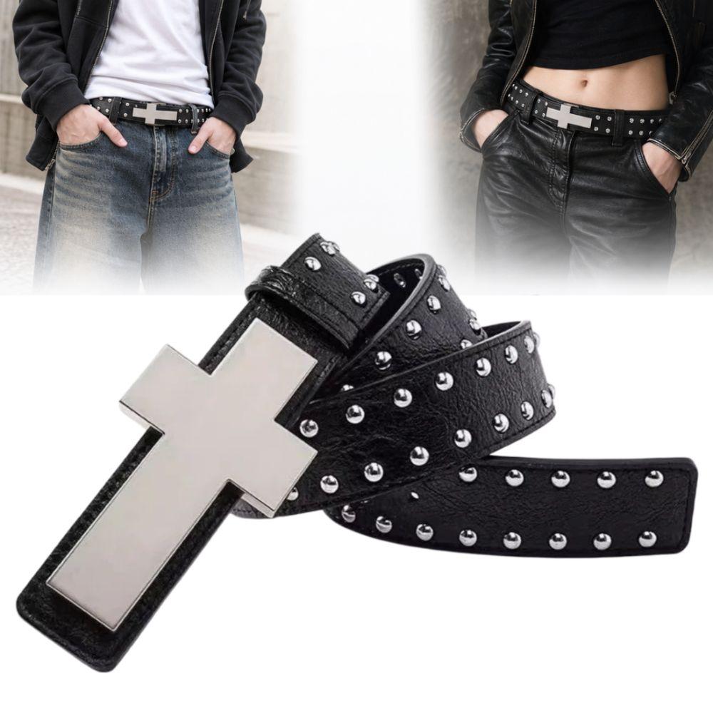 Y2K Punk Cross Belt Hip Hop Streetwear Waist Belt Rivet Studded Belt  For Men Women Jeans