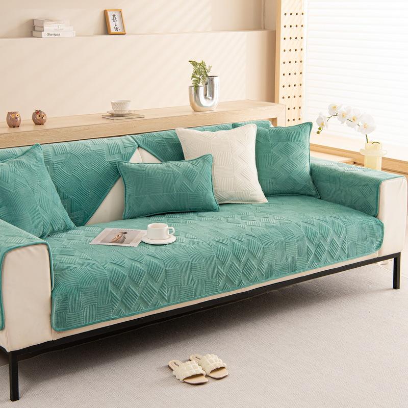 Autumn and Winter Sofa Cushions Plush Sofa Cover Cushion Cover Winter Thickened Warm Modern Simple Non-slip Backrest Cover