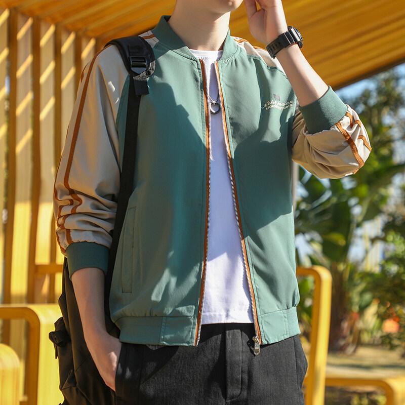 

Мужская куртка весна и осень верхняя одежда бейсбольный воротник одежда повседневная куртка мужская XXXL зелёный