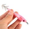 5pcs 9.5cm Plastic Hard Squid Fishing Lures With Double Hook (pink)